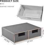 Linen Leather Desk Organizer with Drawers－Mini Desktop Drawer Organizer Stackable－Multifunctional Tabletop Organization Storage Box for Office Supplies Home Vanity Toiletries (Grey, 2-drawers)