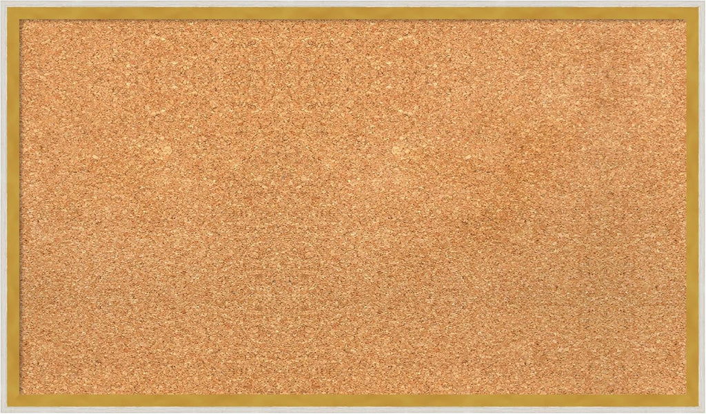 Amanti Art Natural Cork Board for Wall, 17x29 Vision Board with White Frame, Medium Corkboard Office Decor for Home Organization, Modern Corkboard Pinboard to Display Items for Home Organization in