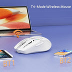 Uciefy Bluetooth Wireless Mouse, (BT5.0/5.1+2.4GHz) USB C Rechargeable LED Mouse Battery Level Visible, Honeycomb Magnetic Shell Cover with USB Receiver & Type-C Adapter for Laptop/PC/Mac/iPad-White