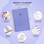 Clever Fox Planner 2nd Edition Spiral – Colorful Weekly & Monthly Goal Planner, Time Management & Productivity Organizer, Undated (Lavender)