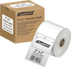 3" x 2" Thermal Labels | 4 Rolls | 2940 Labels | fits Zebra, Munbyn, Rollo, Godex, Arkscan, iDPRT, Offnova Thermal Label Printers and More | Blank White Adhesive Stickers by Ecotherm
