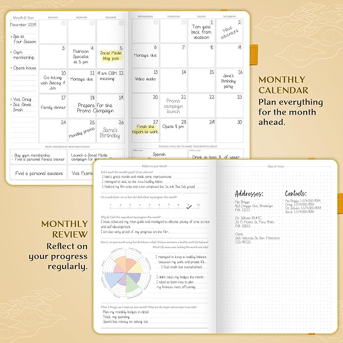 Legend Planner PRO – Deluxe Weekly & Monthly Life Planner to Increase Productivity and Hit Your Goals. Time Management Organizer Notebook – Undated – 7 x 10" Hardcover + Stickers – Amber Yellow
