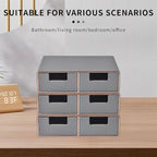 Linen Leather Desk Organizer with Drawers－Mini Desktop Drawer Organizer Stackable－Multifunctional Tabletop Organization Storage Box for Office Supplies Home Vanity Toiletries (Grey, 2-drawers)