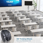 Folding Conference Room Tables 6 Pack, Foldable Modern Mobile Meeting Table Desk Training Table 6FT Large Rolling OfficeTable for Conference Training Classroom (4, 70.8" * 23.6" * 29.5")