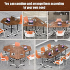 Conference Table, Folding Conference Desk Modern White, Seminar Table with Wheels, 2-10 People for Office, Meeting Break Room (6, 1915TXH, 47IN)