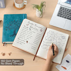 ZXHQ A5 Bullet Dotted Journal Notebook - 150gsm Thick Paper, 256 Pages, Dot Grid Hardcover, Tree of Life Design, Fine Inner Pocket - 5.9" × 8.5" SeaGreen