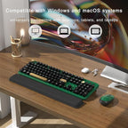 Colorful Wireless Computer Keyboard and Mouse Combo with Round Typewriter Keycaps, Retro Design, Power Switch, Ergonomic Design, 2.4GHz Wireless for Windows, Mac, PC(Dark Green)