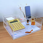 Acrylic Desk Organizer Drawer + Inbox with Letter Tray 12.6” x 10.6” x 5”, A4 Size, Clear