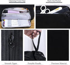 Pencil Case Pouch Large Capacity with Compartments, Pencil Case Pouch Bag with Zipper Handle for Teen Girls Boys Adults Women Men, Portable Pen Bag Stationery Organizer for Office School Travel, Black