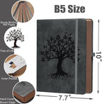 Thick Lined Journal Notebook with Pen, 360 Pages 100gsm Paper, Brown Sprayed Edge, Journal for Writing B5 Ruled Notebook ,Leather Hardcover,Perfect for Work, Office or School, 7.8'' x 10'' Dark Grey