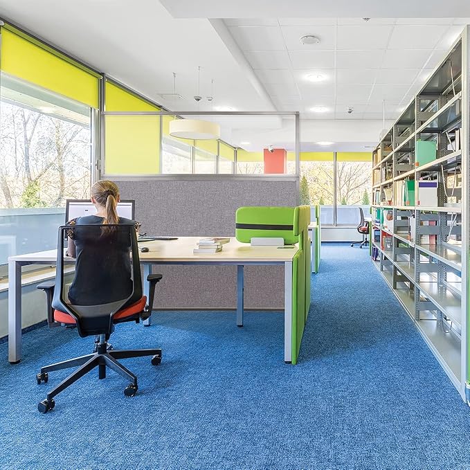 Versare Hush Screen Portable Room Divider | Workstation Wall Divider | Freestanding Privacy Hush Panels | Clear Fluted Windows | Fabric Office Divider Screen | Great for Room Separation