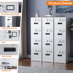 4 Drawer File Cabinet with 4 Independent Locks, Metal Vertical Filing Storage Cabinet for Home Office with Card Holder for Letter/Legal/A4 Folders, Assembly Required, 4 Drawers, White