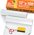 Matte Laminating Roll 2-Pack 12” x 15ft - 5 MIL Self Adhesive Durable Clear Matte Vinyl Laminate Roll for Anti-Glare Surface