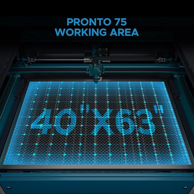 OMTech Pronto 150W CO2 Laser Engraver & Cutter with LightBurn – 63"x40" Workspace, 1,000mm/s Speed, Autofocus, 2-Way Pass, Air Assist, for Wood, Acrylic & More
