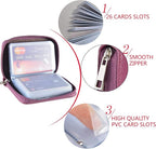Easyoulife Genuine Leather Credit Card Holder Zipper Wallet With 26 Card Slots