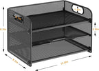 Samstar 3 Tier Letter Tray Paper Organizer with Handle, Mesh Desk Organizer Paper Sorter File Rack Shelves, Black