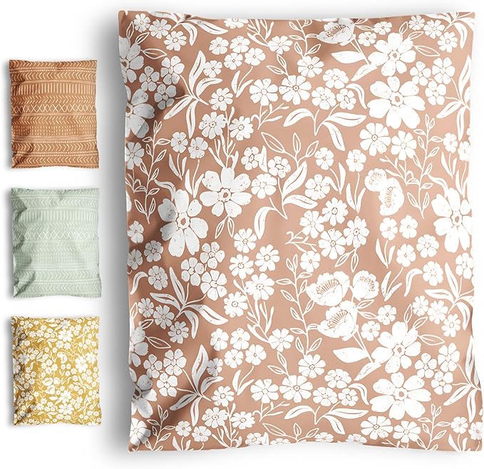 Poly Mailers 10x13 Inch 500 Pack Medium Shipping Bags Strong Thick Mailing Envelopes | Self Sealing Adhesive | Waterproof & Tear Resistant | Small Business Packaging for Clothing - Floral Dusty Pink