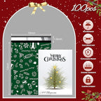 Christmas Poly Mailer 10x13 Inch 100 Pcs, Waterproof Shipping Bags for Clothing, Tear-Resistant Mailier Bags, Strong Mailing Bags with Self-Seal - Green Merry Christmas
