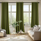 MIULEE Light Olive Green Blackout Curtains for Bedroom Living Room 90 Inches Long 2 panels, Thermal Insulated Room Darkening Drapes Grommet Top Noise Reducing Light Blocking Window Curtains 40x90 Inch