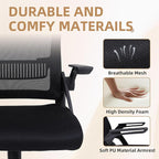 Modern Ergonomic Office Chair, Black, Mesh Back, Flip-up Armrests, Adjustable Height, 300 lbs Capacity