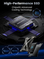 MOVE SPEED Magnetic 1TB Portable External SSD - 2000MB/s USB-C 3.2x2, PS5/PC/Smartphone Compatible Portable Drive, Compact Durable Storage for Gamers & Creators