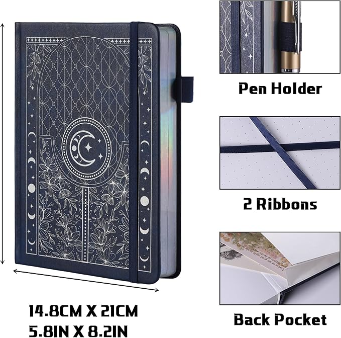 TIEFOSSI Bullet Dotted Journal Notebook, 160gsm 256 Numbered Thick Paper, A5 Hardcover Dotted Grid Diary for Women Men Work Writing, Bullet Dot Journaling, Drawing, 5.8 x 8.3 in