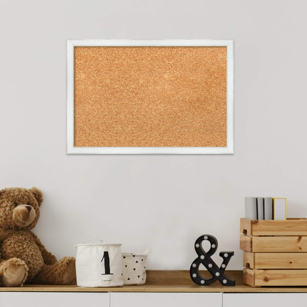 Amanti Art Natural Cork Board for Wall, 13x19 Vision Board with White Frame, Small Corkboard Office Decor for Home Organization, Country Rustic Corkboard Pinboard to Display Items for Home