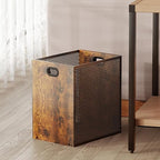 Retro Office Trash Can, Iron and Wood Combination Bedroom Garbage Can, Rectangular Design Wastebasket with Handle, Industrial Style Trash Can for Home Office, 11.02" X 7.87" X 11.81" 4.5 Gallon (2)