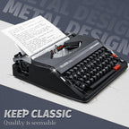 Manual Typewriter Machine – Vintage Portable Typewriter for Typing Letters – Classic Black Type Writer for Kids, Authors, and Retro Enthusiasts – Gift for Writers and Collectors
