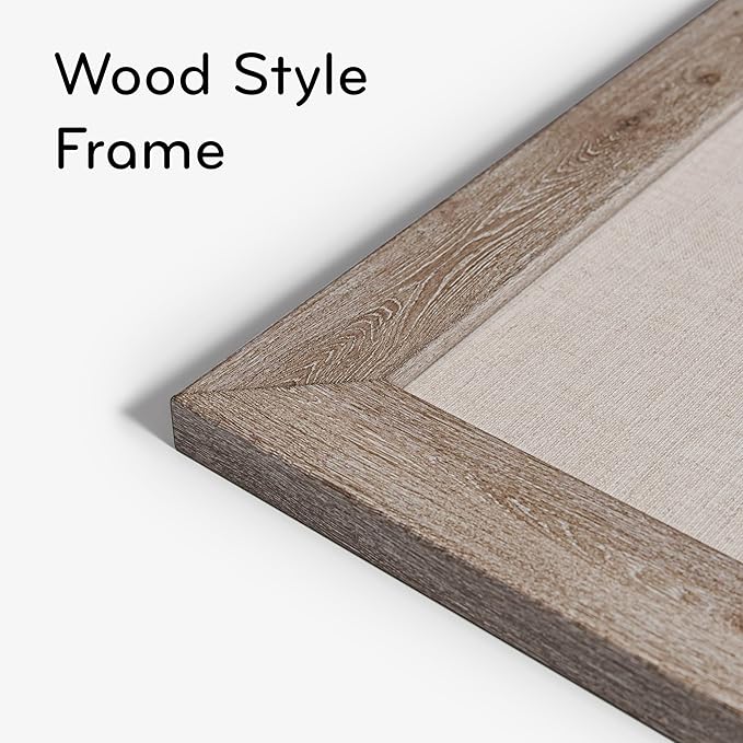 U Brands Linen Bulletin Board, 72"x47", Rustic Wood Style Frame, Industrial Grade Pinning Surface