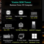 Dell Desktop Computers Tower PC for Home Business Student, 14th Gen Intel Core i5-14400 (Beat i7-13620H), 32GB DDR5 RAM, 1TB PCIe SSD, WiFi Adapter, DisplayPort, HDMI, Type-C, Windows 11 Pro