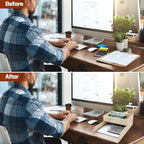 2-Tier Wood Letter Tray Wooden Desk Organizer Letter-Size Tray Magnetic Paper Document File Organizer for Office Supplies Collection Folders Notebooks Desktop Workspace Holder