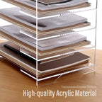 SANRUI Acrylic Paper Organizer Letter Tray for Desk, 5 Tier Enlarged File Sorter,Clear File Holder Desktop Shelf Document Storage for School Office Home