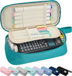 Pencil Case Pouch Box Bag School Supplies Girls Boys Kids, Cute Preppy Stuff Large Big Capacity Aesthetic Pen Organizer, Back to College Stationary, Teal, Standard Stlye, 1800ml