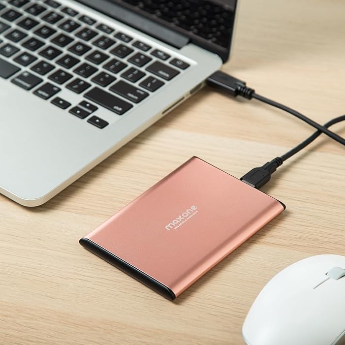 Maxone 250GB Ultra Slim Portable External Hard Drive HDD USB 3.0 Compatible with PC, Laptop, Rose Pink