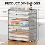 SUBEKYU 9 Tier Paper Organizer for Desk - Metal Mesh Letter Tray File Paper Sorter Organizer Include 6 Pcs Adjustable Height Slid Tray with Handles for Office School Home Organization Storage, Silver