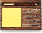 Social Worker Sticky Note Holder, Social Worker Appreciation Gifts, Social Worker Graduate Gift, Thank You Gifts for Social Worker, Social Worker Definition Desk Self-Stick Note Pad Holders TZP06
