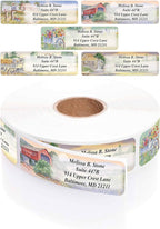 Rural America Assorted Country Scenes Personalized Return Address Labels with Dispenser - Roll of 250 Custom Labels