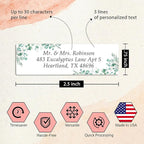 Personalized Return Address Labels Greenery - High Gloss Custom Mailing Labels on Sheets - Self-Adhesive Return Stickers for Envelopes with Crisp Printing Design (50-1000)