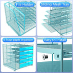 gianotter Desk Organizers and Accessories, 6-Tier Paper Organizer with File Holder, Document Organizer, Office Decor, Home Office Essentials (Blue)