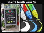 Car Window Markers for Glass Washable, 8 Jumbo Liquid Chalk Pens with 10mm Wide Tips & 3 in 1 Nib, Window Paint for Glass, Chalkboard, Menu Board, Restaurant, Bistro, Grocery Store