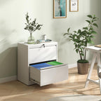 2 Drawer Lateral File Cabinet with Lock, 26.8" Wide Metal Filing Cabinets for Home Office, Steel Storage File Cabinet for Letter/Legal/F4/A4 Size with Hanging Bars, Assembly Required(White)
