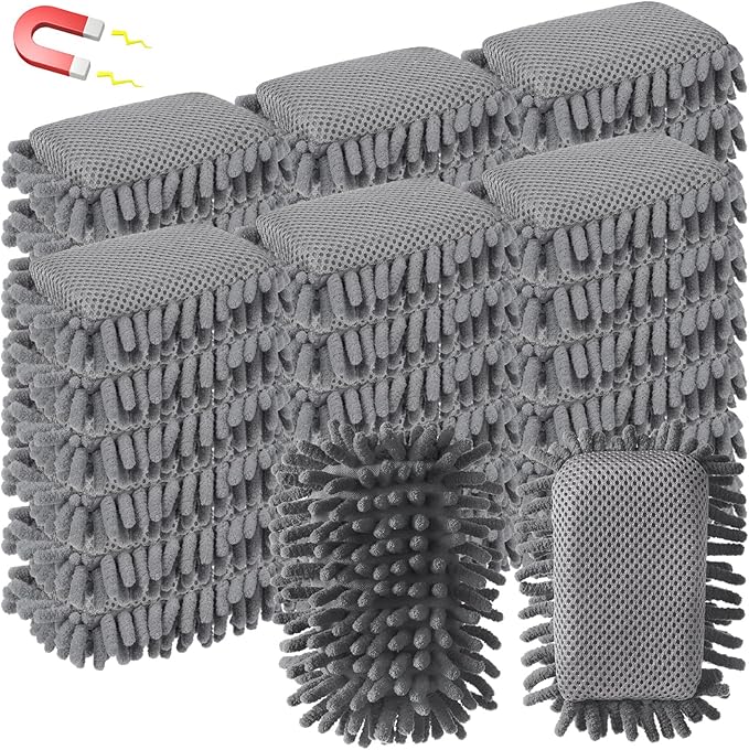 Sherr 36 Pcs Microfiber Shag Magnetic Erasers Bulk Washable Dry Erase Whiteboard Erasers for Whiteboard, Chalkboard, and Memo Boards Marker, Chalk Mark, Home School Classroom Office(Gray Color)