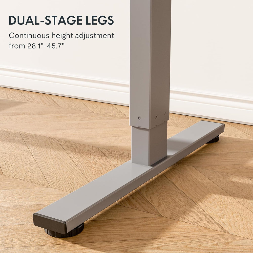 FLEXISPOT EN1 Whole-Piece Standing Desk 55 x 28 Inches Electric Stand Up Desk for Workstation and Home Office (Silver Frame + 55" White Top, 2 Packages)