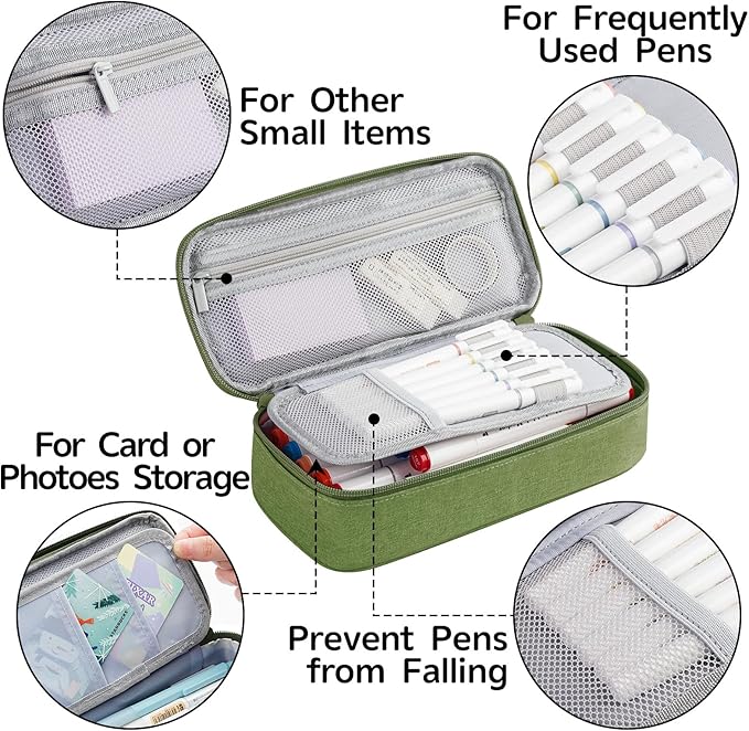 WEMATE Pencil Case, Large Storage Organizer for Stationery, Back - to - School Essential, Teacher Must - have, Big Pencil Pouch, Marker Case School Supplies for College & High School