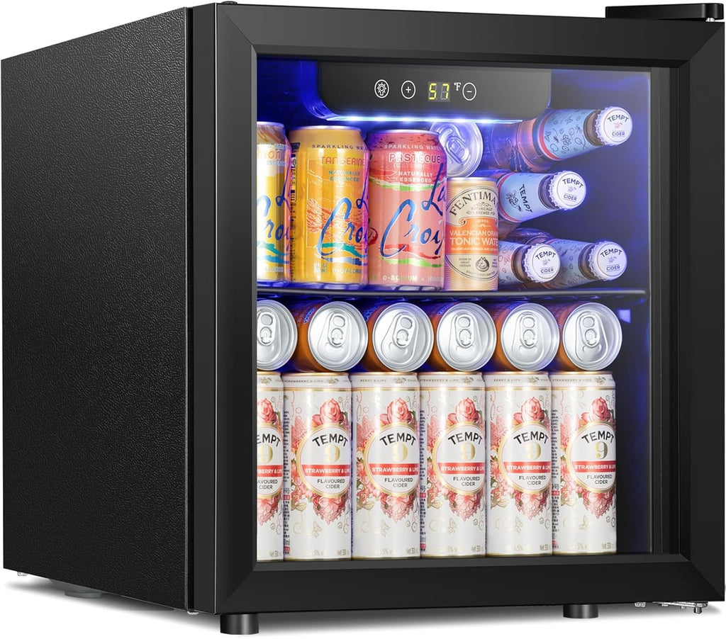Antarctic Star Mini Fridge Cooler - 12 Bottle 48 Can Beverage Refrigerator Glass Door for Drinks or Beer Wine –Small Drink Dispenser for Home, Office, Electronic Knob Control,1.3Cu.Ft