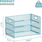 Marbrasse 3 Tier Paper Organizer Letter Tray, Mesh File Organizer with Handle, Paper Sorter Desk Organizer for Home Office Supplies - 2p Blue