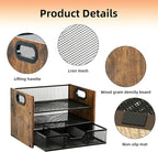 Wood Desk Organizer - 3-Tier Desktop File Organizer with Drawer, Wooden Paper Tray, Office Desk Organzier and Accessories for Papers, Mail, Notebooks, Stationery