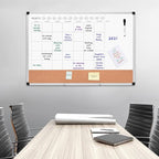 Amazon Basics 24" x 36" Monthly Whiteboard Calendar with Cork Board, Wall Mounted, Easy to Install, Silver Aluminum Frame