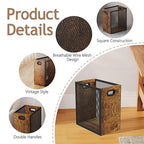 Small Trash Can, Retro Garbage Can With Handle, Iron and Wood Combination Office Trash Can, Industrial Style Design Wastebasket Bin for Bathroom, Laundry Room, Kitchen, Office, Dorm(2.2 Gallon)